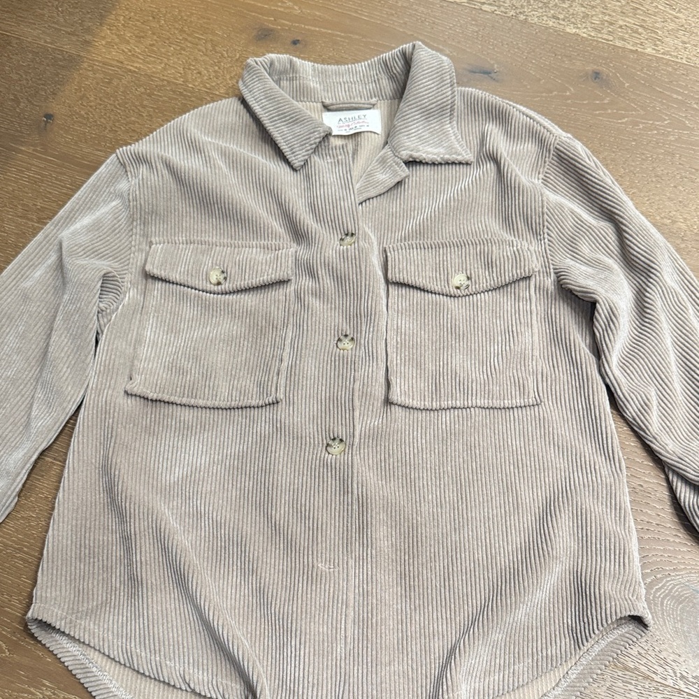 Ashley Utility Collection Corduroy Shirt Jacket | Taupe – Size M - Picture 2 of 6